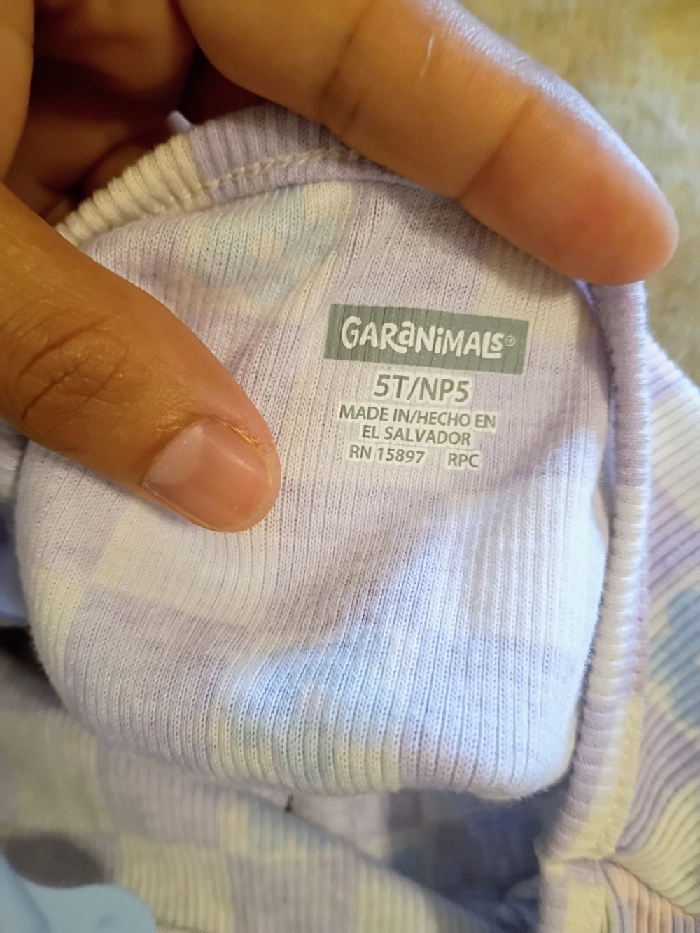 Garanimals Girls Lavender Tie-Dye Kids Pajama Set - 5T